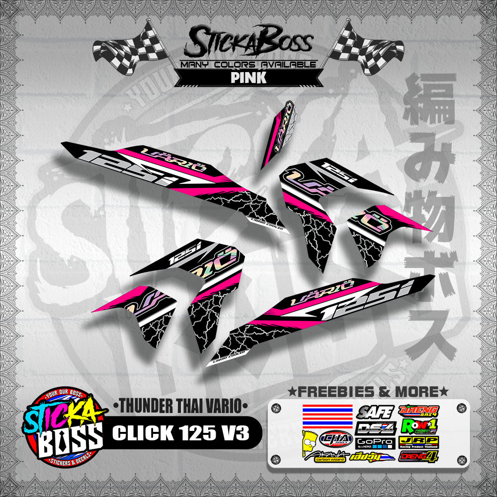 CLICK 125 V3 THAILAND DECALS ( THUNDER THAI VARIO )【WITH FREEBIES】