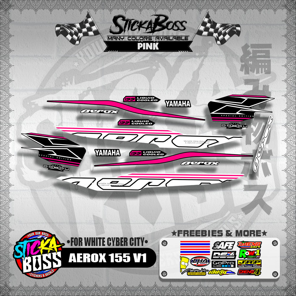 AEROX 155 V1 DECALS ( FOR WHITE CYBER CITY )【WITH FREEBIES】