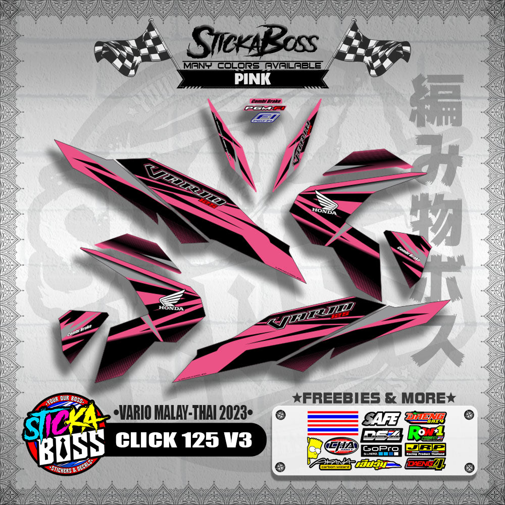 CLICK 125 V3 DECALS ( VARIO MALAY-THAI 2023 )【WITH FREEBIES】