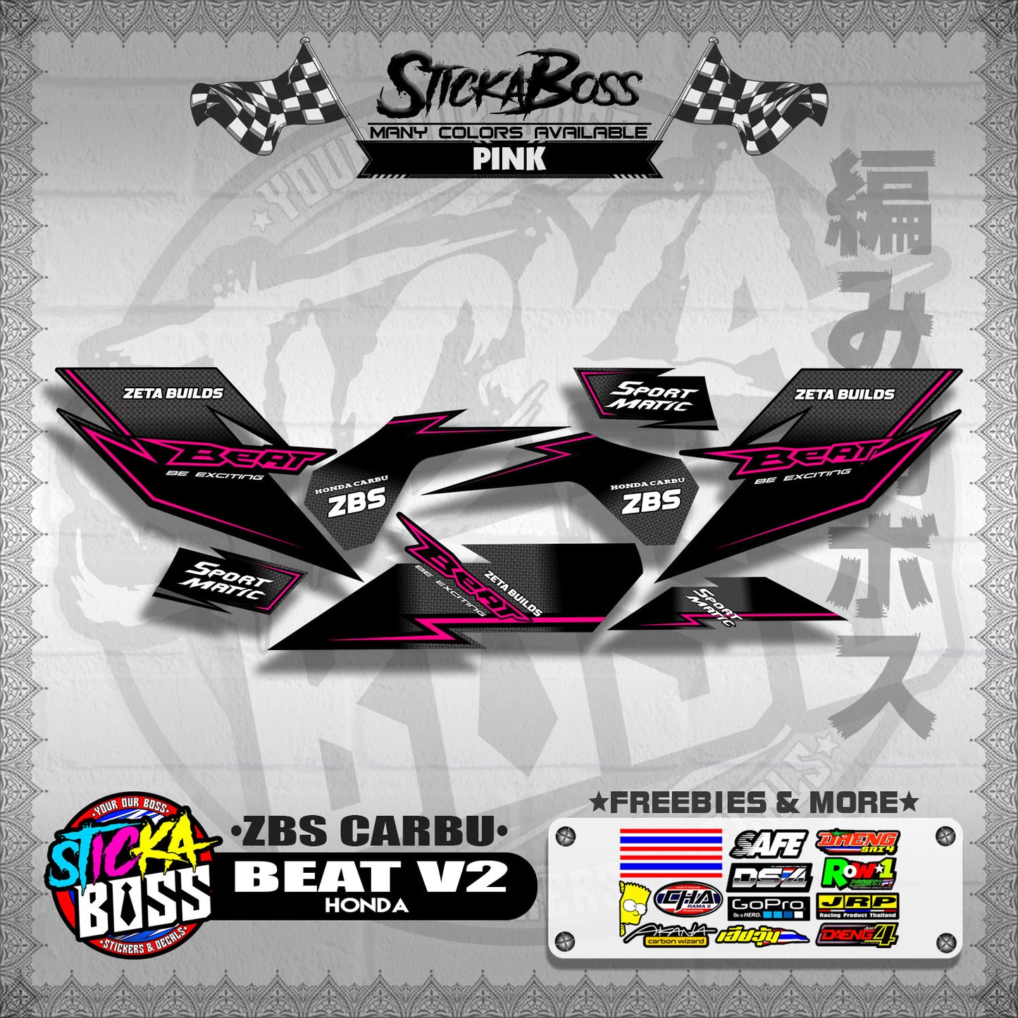 BEAT V2 DECALS ( ZBS CARBU )【WITH FREEBIES】