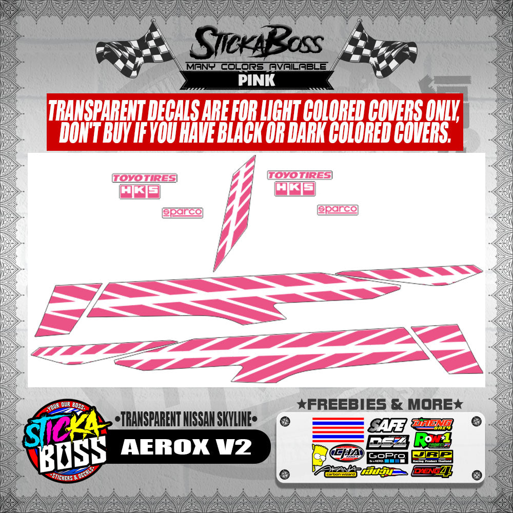 AEROX V2 DECALS ( TRANSPARENT NISSAN SKYLINE )【WITH FREEBIES】