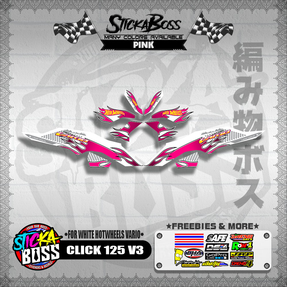 CLICK 125 V3 DECALS ( FOR WHITE HOTWHEELS VARIO )【WITH FREEBIES】
