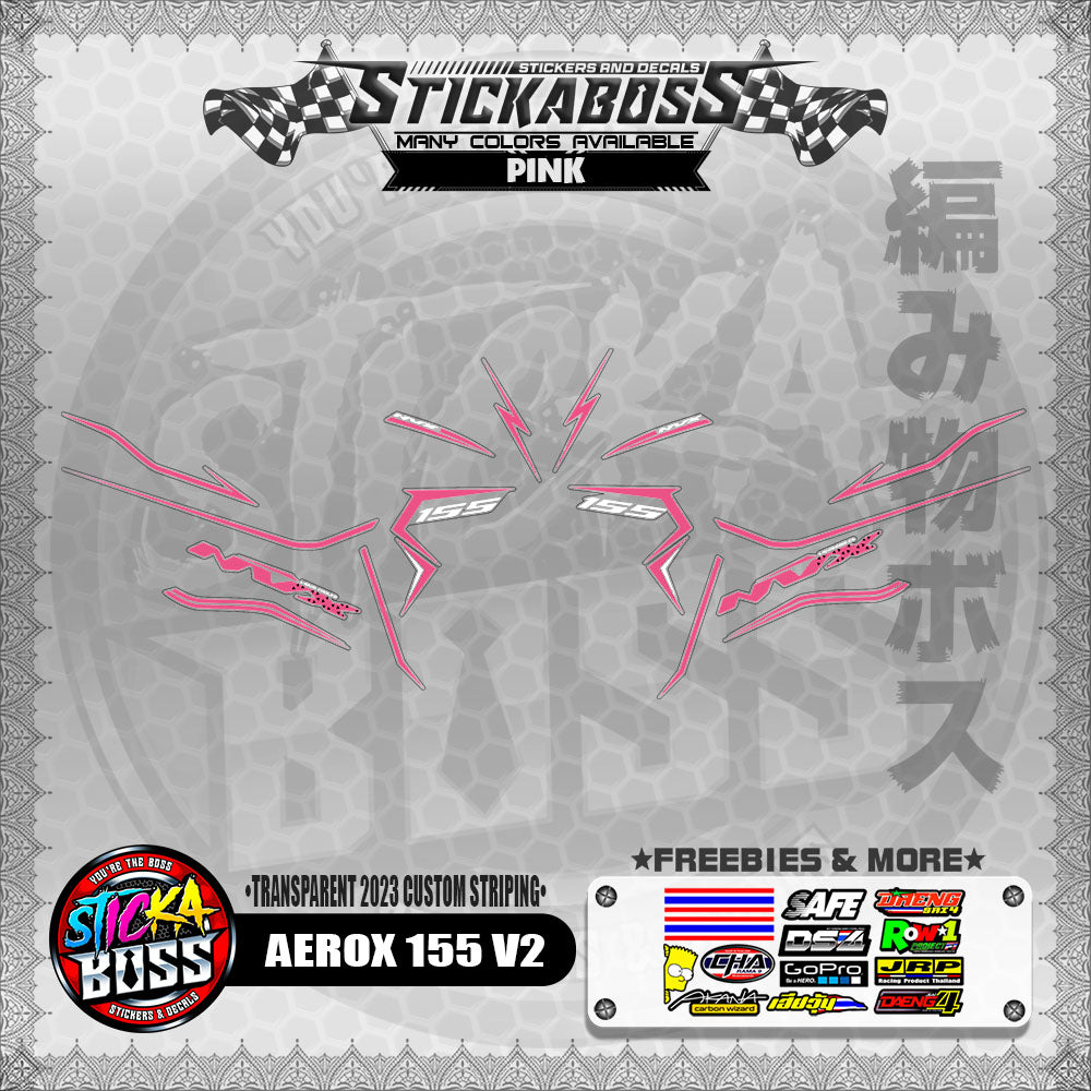 【PREMIUM UV PRINT】TRANSPARENT AEROX 155 V2 STICKER DECALS ( 2023 CUSTOM STRIPING )【WITH FREEBIES】
