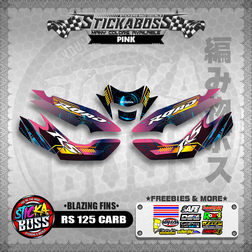 RS 125 CARB STICKER DECALS ( BLAZING FINS )【WITH FREEBIES】