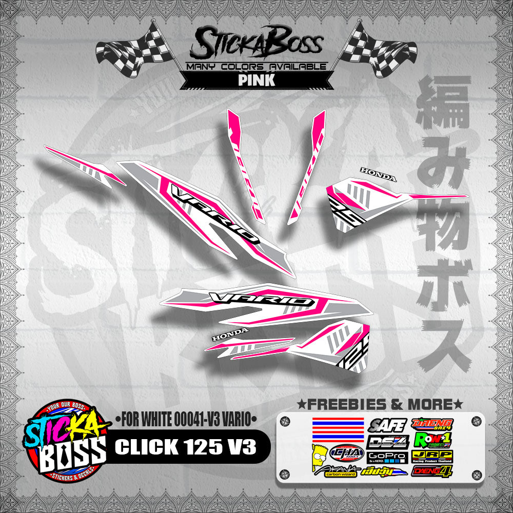 CLICK 125 V3 DECALS ( FOR WHITE 00041-V3 VARIO )【WITH FREEBIES】