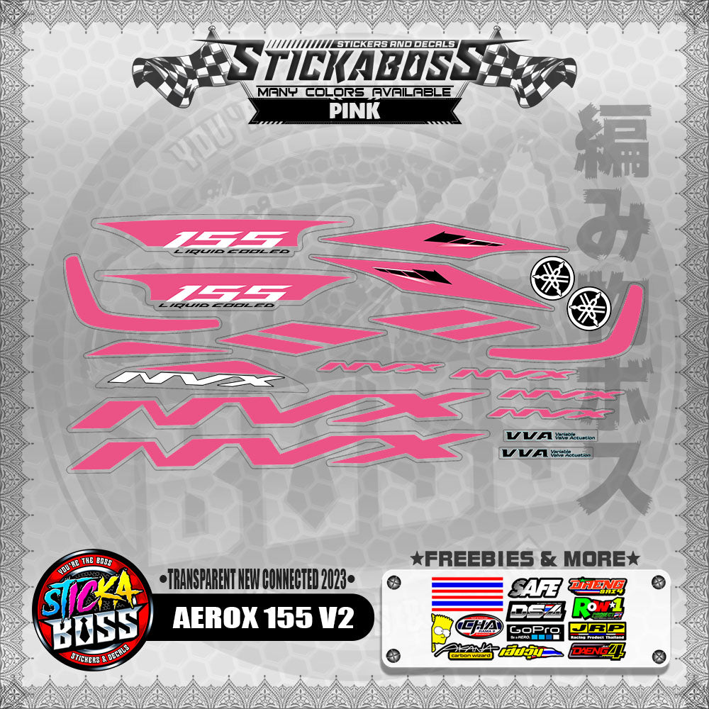 【PREMIUM UV PRINT】TRANSPARENT AEROX 155 V2 DECALS ( NEW CONNECTED 2023 )【WITH FREEBIES】