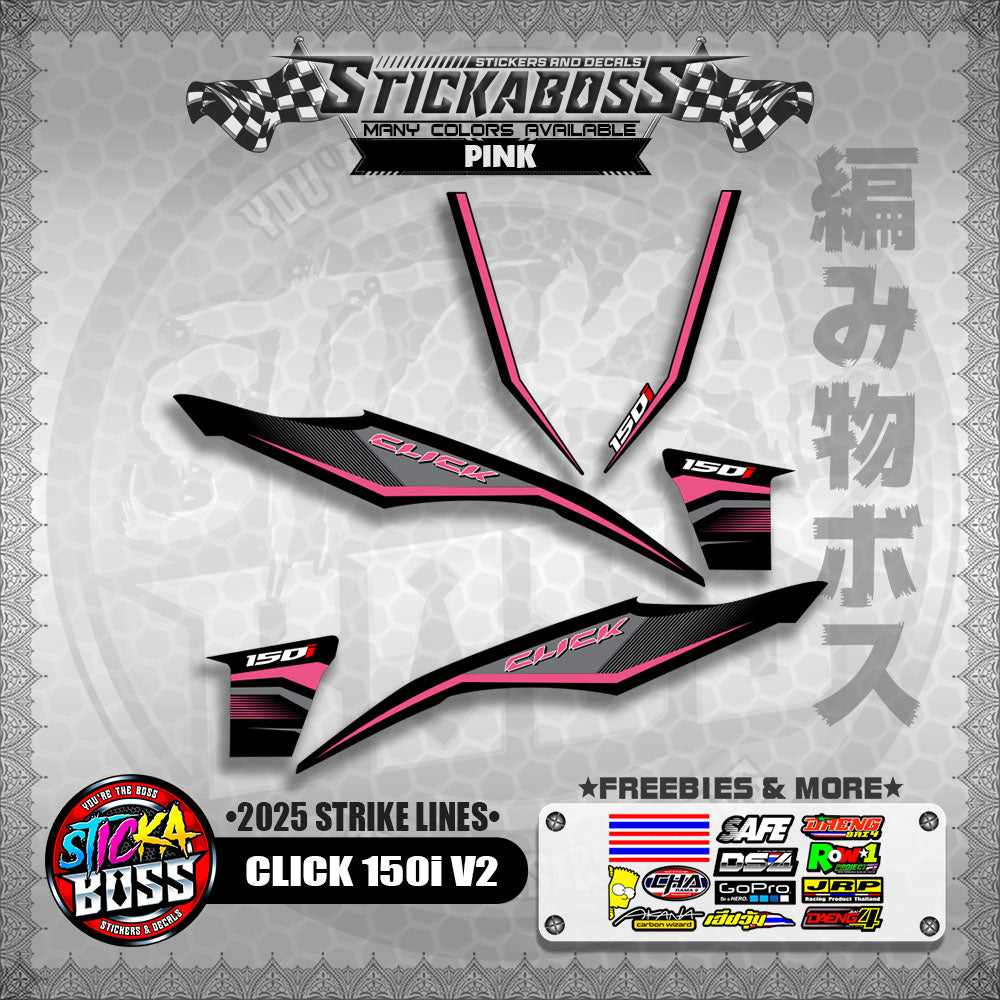CLICK 150i V2 STICKER DECALS ( 2025 STRIKE LINES )【WITH FREEBIES】