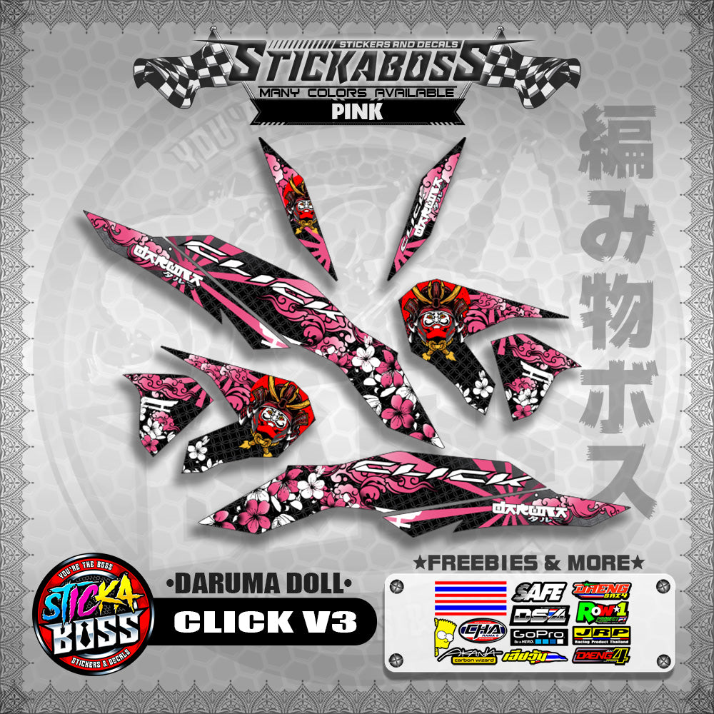 CLICK V3 STICKER DECALS ( DARUMA DOLL )【WITH FREEBIES】