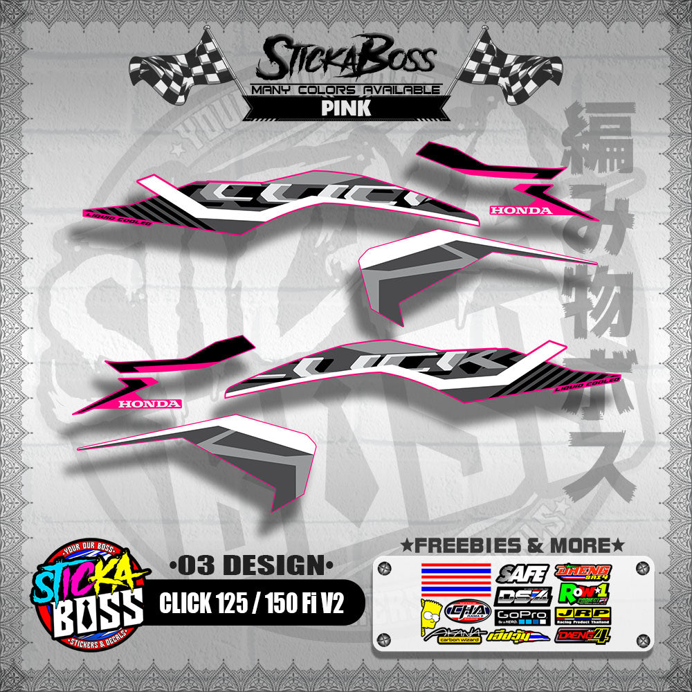 CLICK 125 / 150 Fi V2 DECALS ( 03 DESIGN )【WITH FREEBIES】