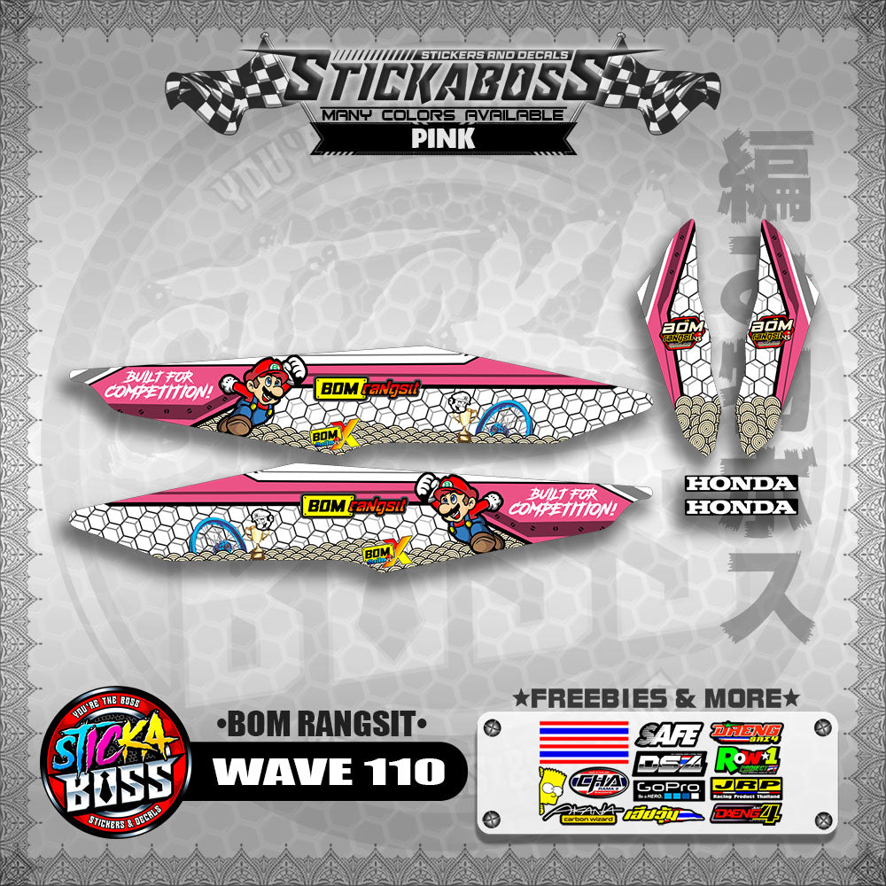 WAVE 110 DECALS ( BOM RANGSIT )【WITH FREEBIES】