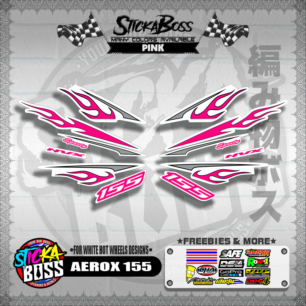 AEROX 155 DECALS ( FOR WHITE HOT WHEELS DESIGNS )【WITH FREEBIES】