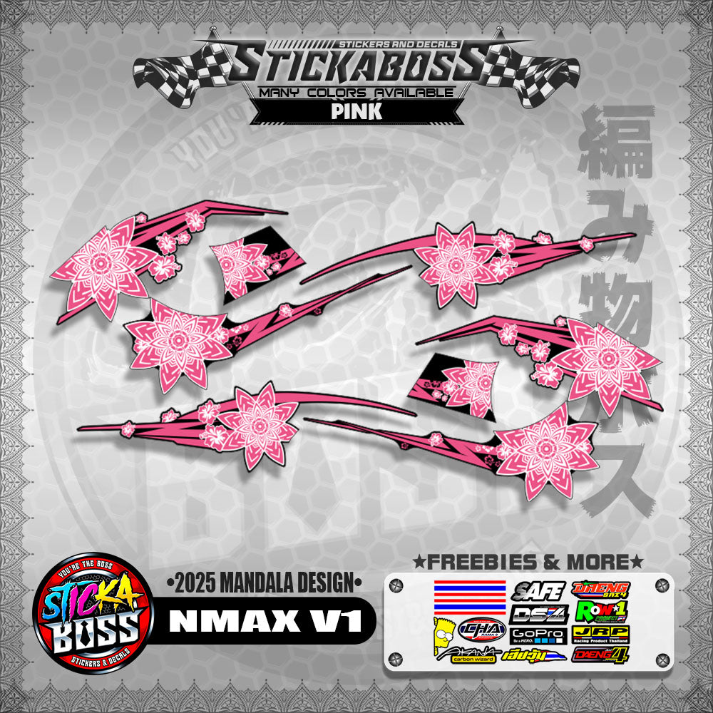 NMAX V1 INDO-THAI-MALAYSIAN STICKER DECALS ( 2025 MANDALA DESIGN )【WITH FREEBIES】