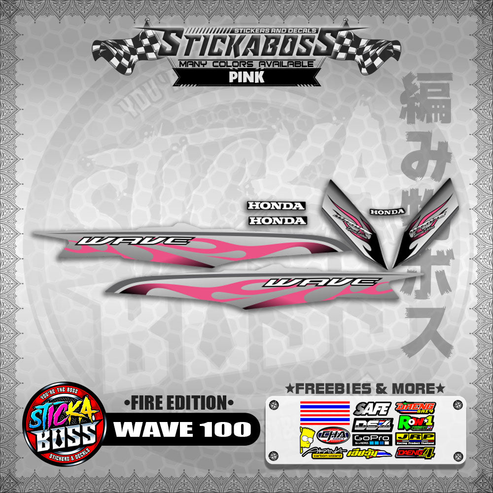 WAVE 100 STICKER DECALS ( FIRE EDITION )【WITH FREEBIES】