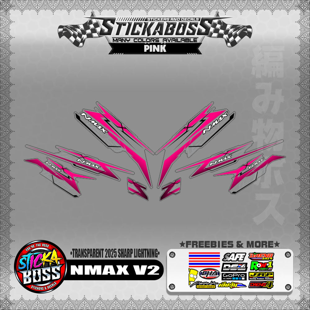 【PREMIUM UV PRINT】TRANSPARENT NMAX V2 INDO STICKER DECALS ( 2025 SHARP LIGHTNING )【WITH FREEBIES】