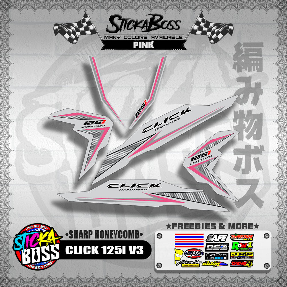 CLICK 125i V3 DECALS ( SHARP HONEYCOMB )【WITH FREEBIES】