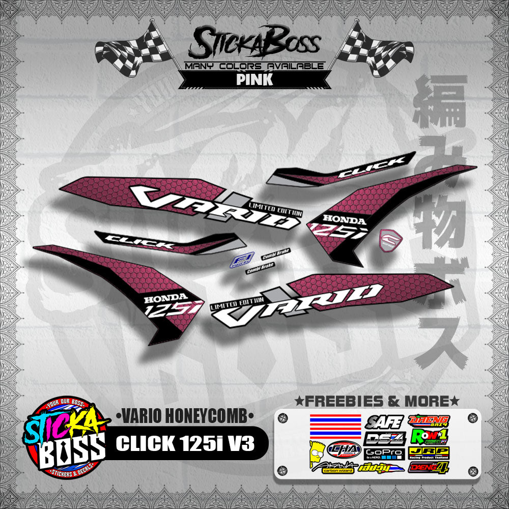 CLICK 125i V3 DECALS ( VARIO HONEYCOMB )【WITH FREEBIES】
