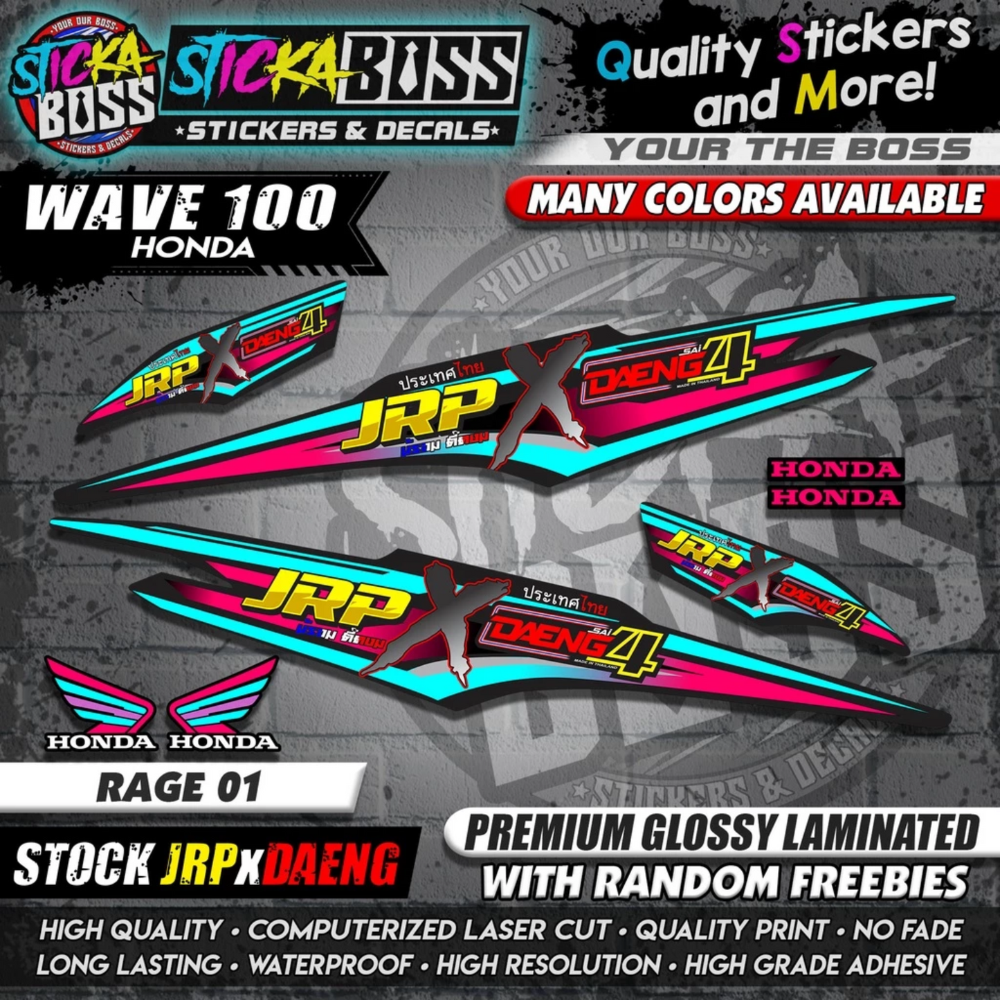 HONDA WAVE 100 Thai Decals ( Stock JRP x DAENG )【WITH FREEBIES】