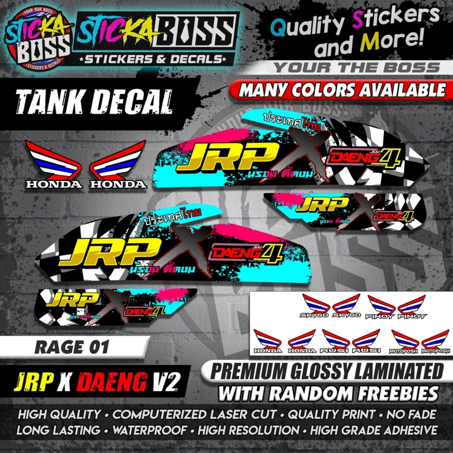 TMX / RUSI / PINOY / MOTOPOSH / SKYGO TANK DECALS STICKER ( JRP X DAENG V2 )【WITH FREEBIES】