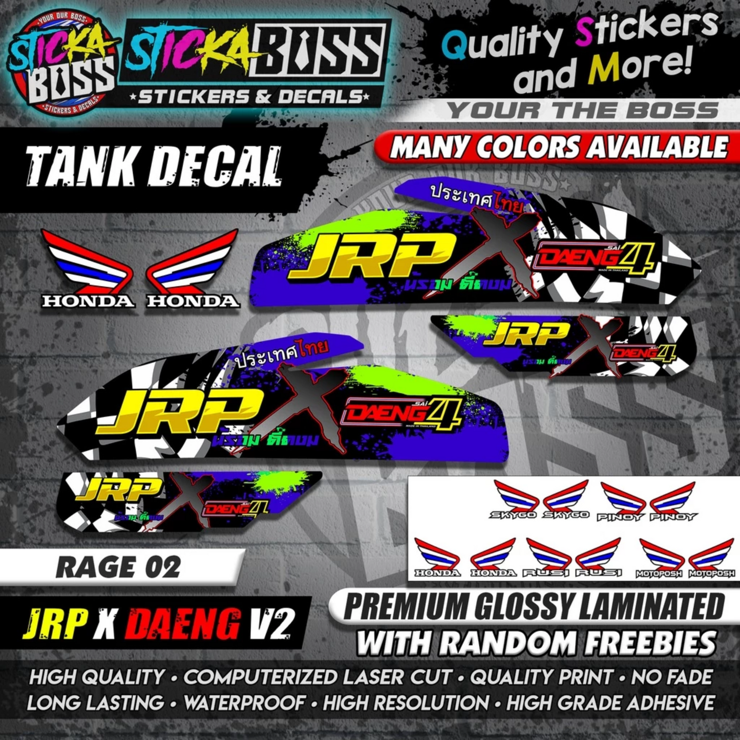 TMX / RUSI / PINOY / MOTOPOSH / SKYGO TANK DECALS STICKER ( JRP X DAENG V2 )【WITH FREEBIES】