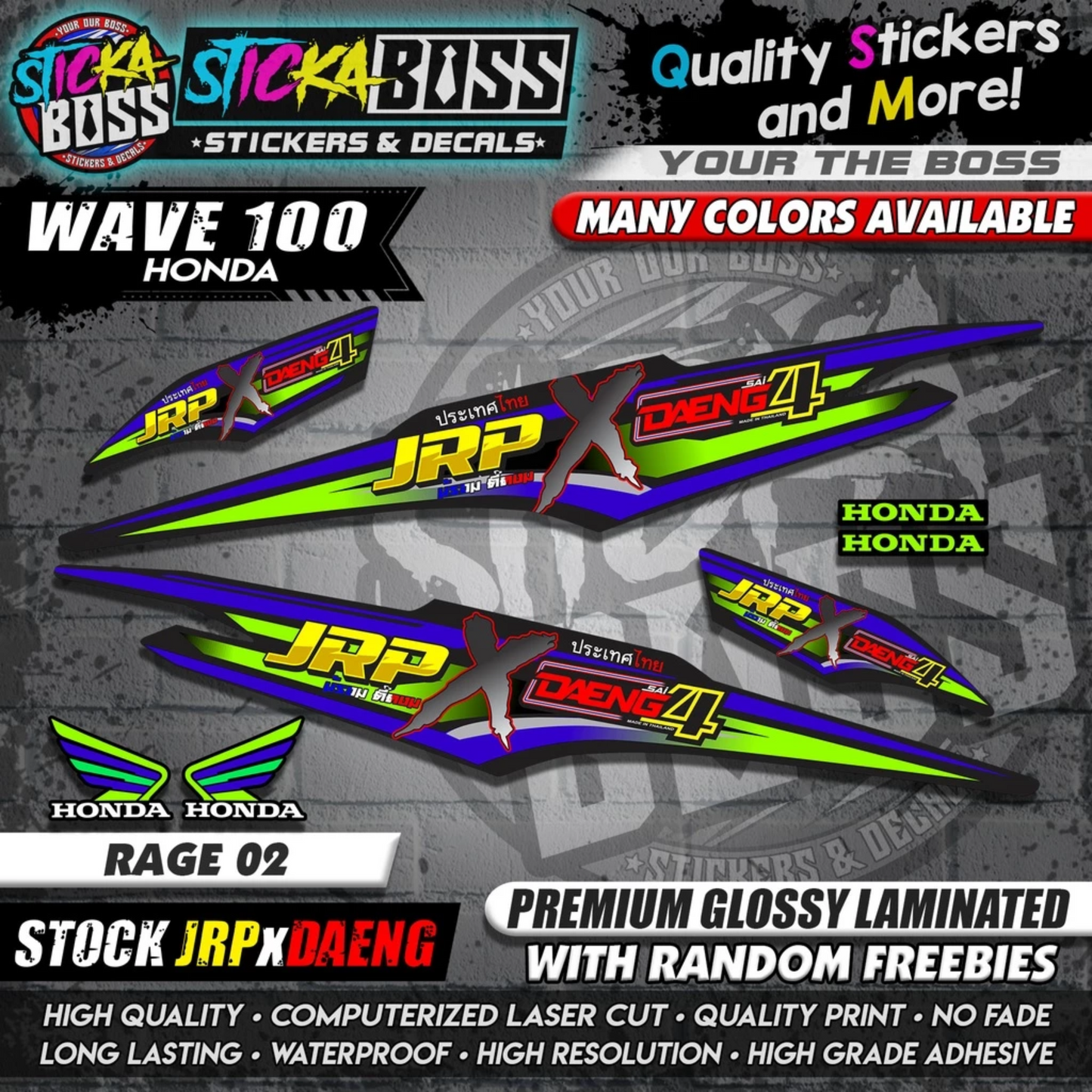 HONDA WAVE 100 Thai Decals ( Stock JRP x DAENG )【WITH FREEBIES】