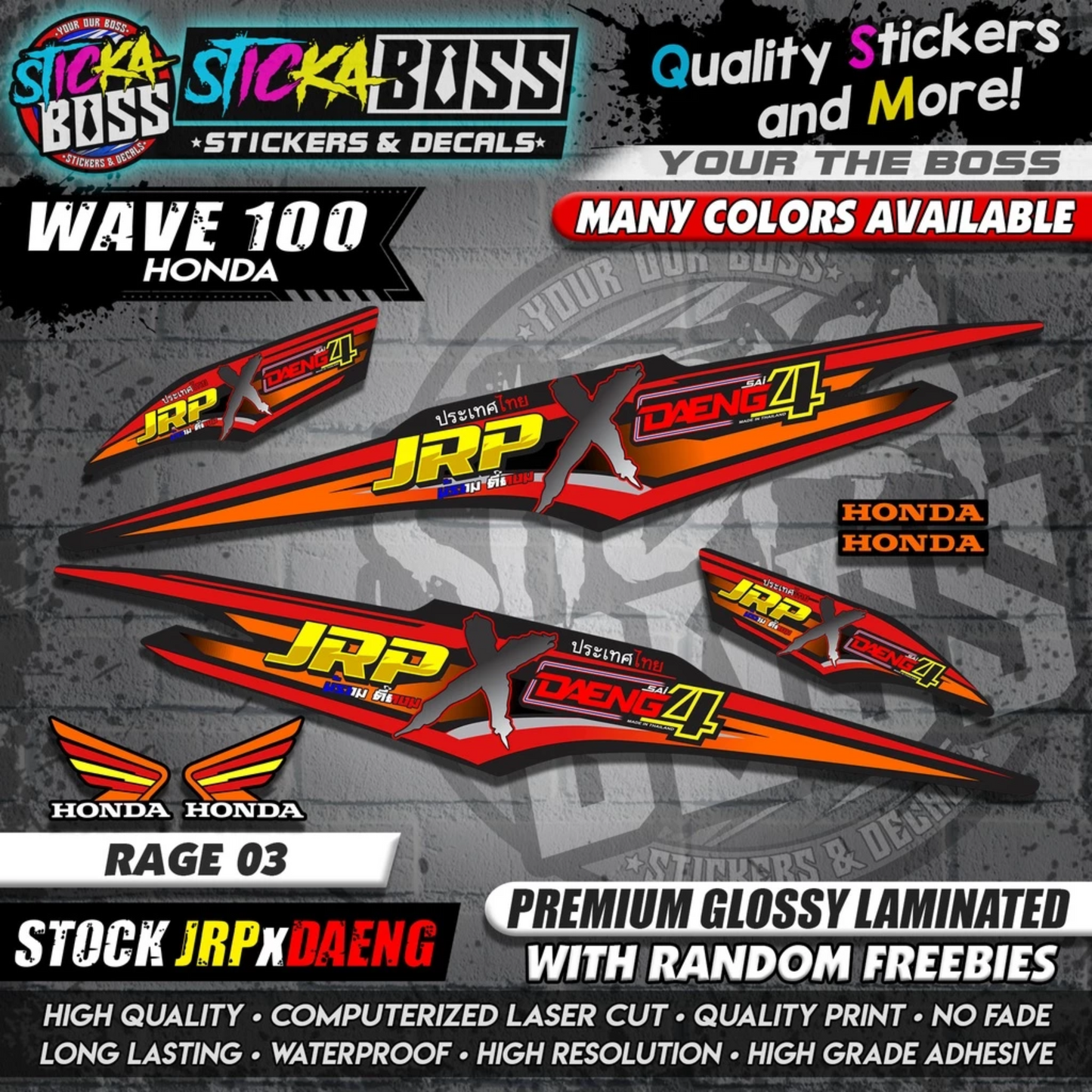 HONDA WAVE 100 Thai Decals ( Stock JRP x DAENG )【WITH FREEBIES】