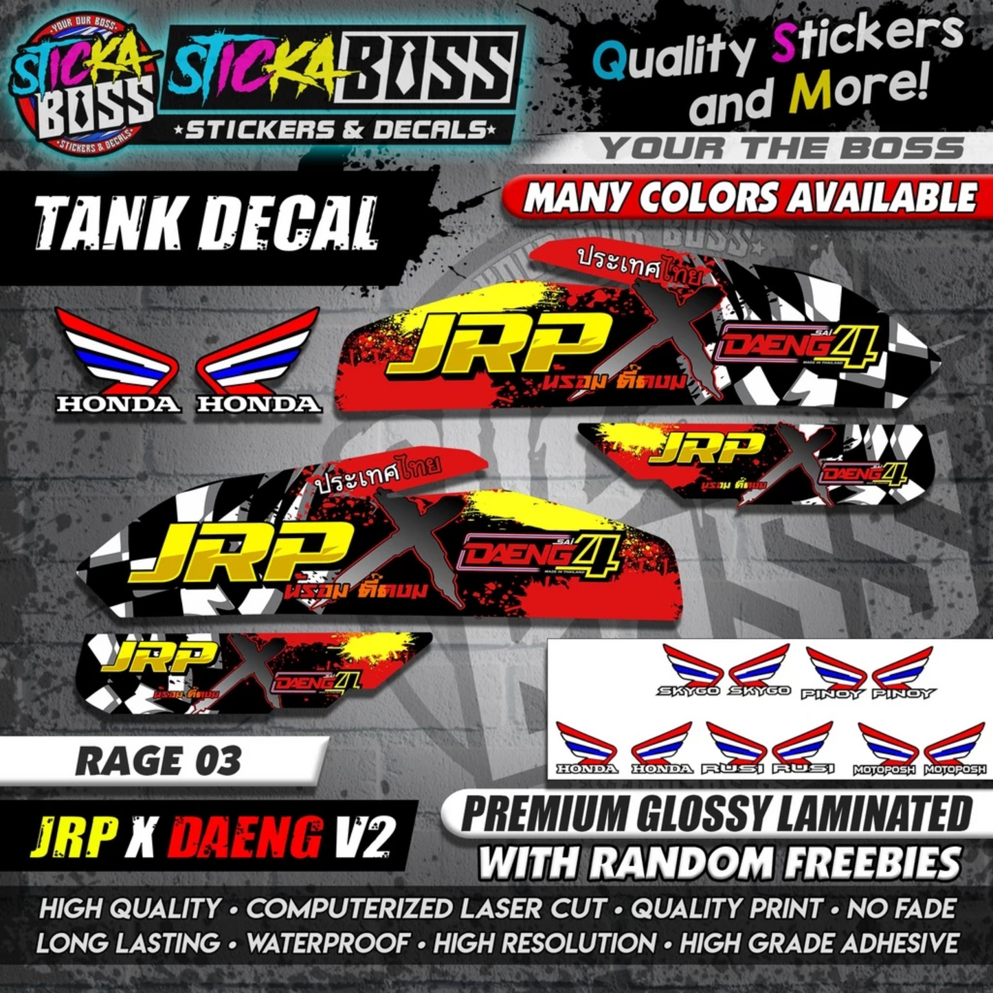 TMX / RUSI / PINOY / MOTOPOSH / SKYGO TANK DECALS STICKER ( JRP X DAENG V2 )【WITH FREEBIES】