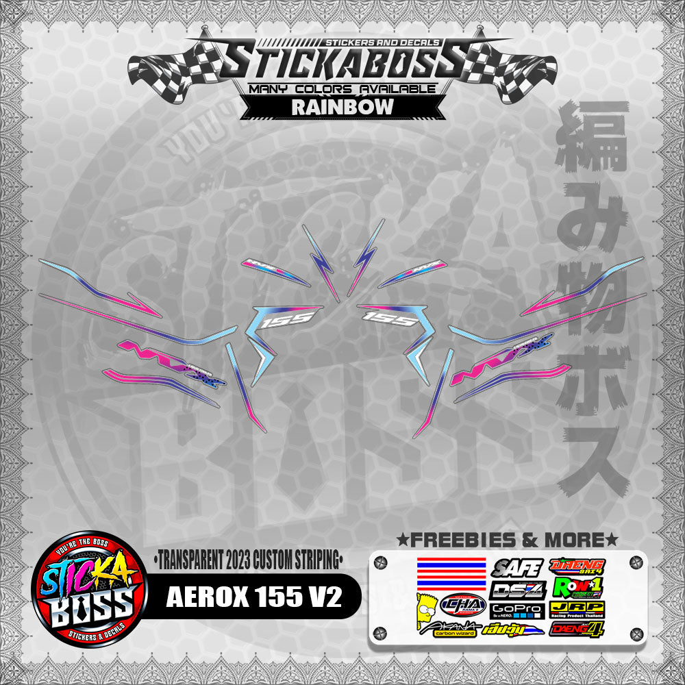 【PREMIUM UV PRINT】TRANSPARENT AEROX 155 V2 STICKER DECALS ( 2023 CUSTOM STRIPING )【WITH FREEBIES】