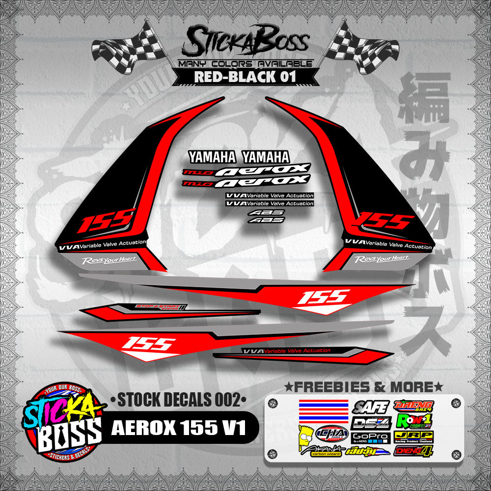 AEROX 155 V1 ( STOCK DECALS 002 )【WITH FREEBIES】