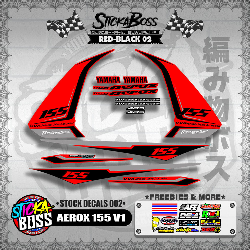 AEROX 155 V1 ( STOCK DECALS 002 )【WITH FREEBIES】