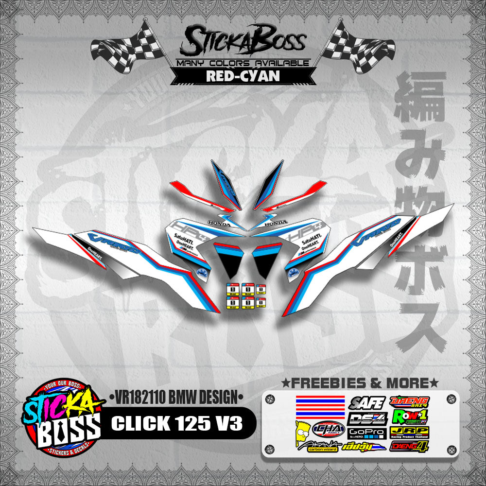 CLICK 125 V3 DECALS ( VR182110 BMW DESIGN )【WITH FREEBIES】