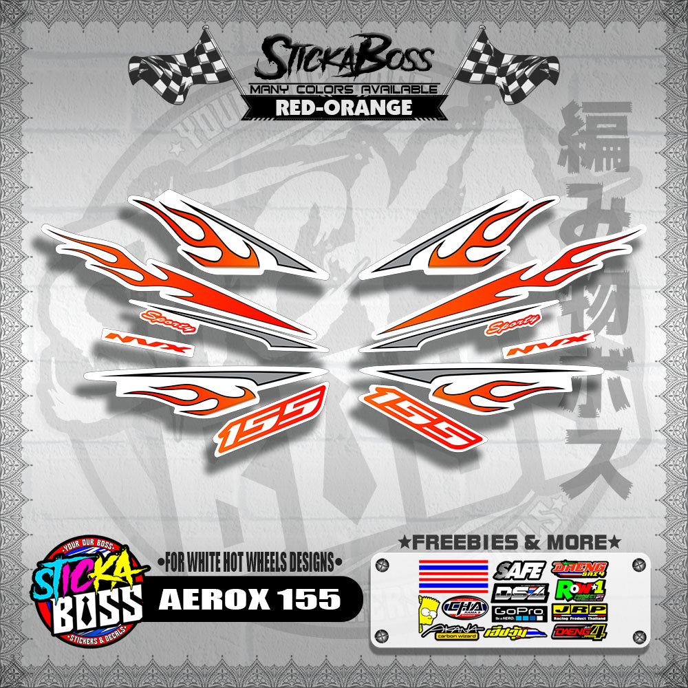 AEROX 155 DECALS ( FOR WHITE HOT WHEELS DESIGNS )【WITH FREEBIES】