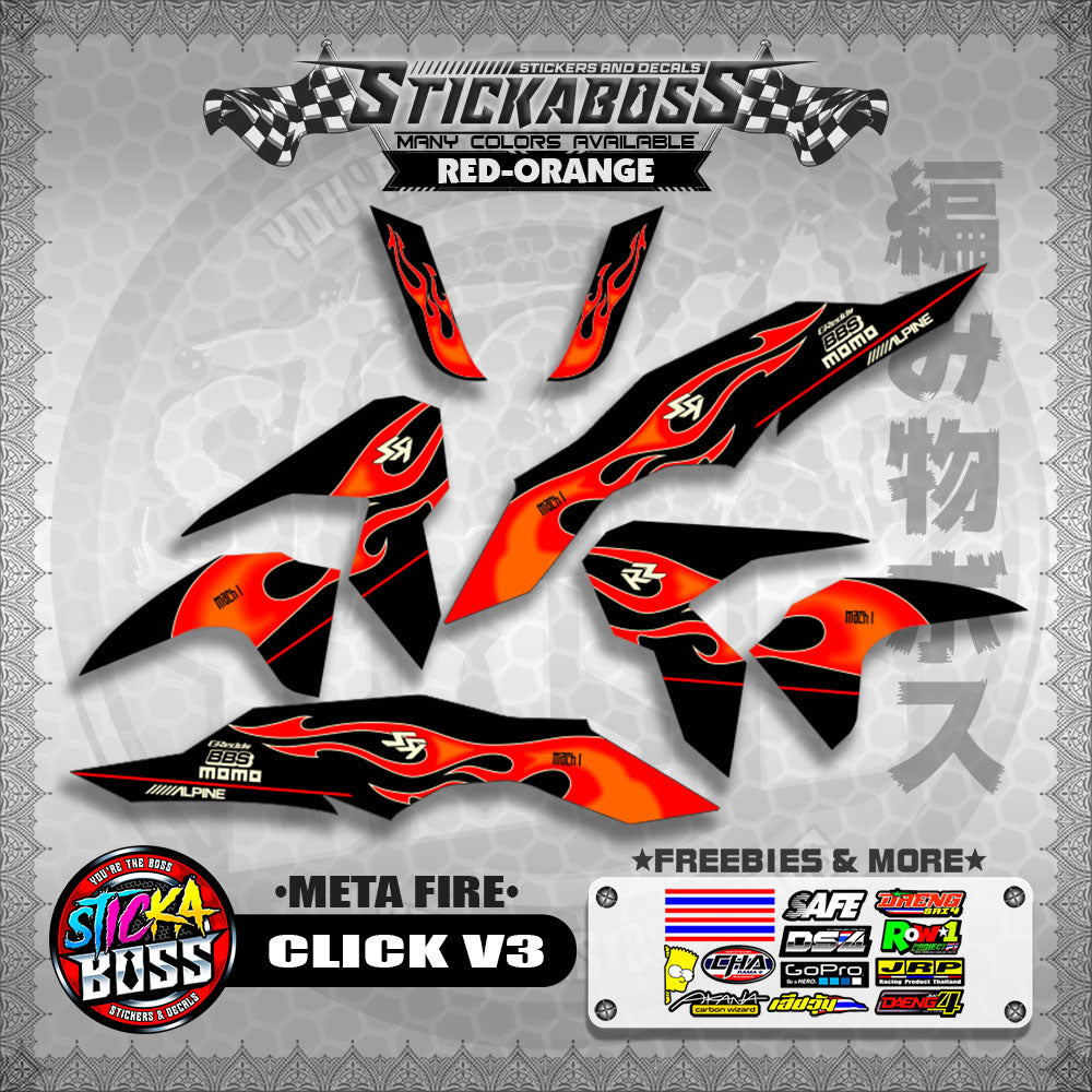 CLICK V3 STICKER DECALS ( META FIRE )【WITH FREEBIES】
