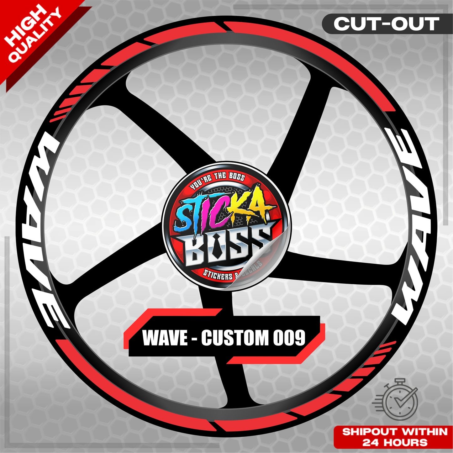 WAVE 110 / 125 MAG STICKER SET ( 2 MAGS ) - CUSTOM 009 | VINYL WATERPROOF CUT-OUT DECALS