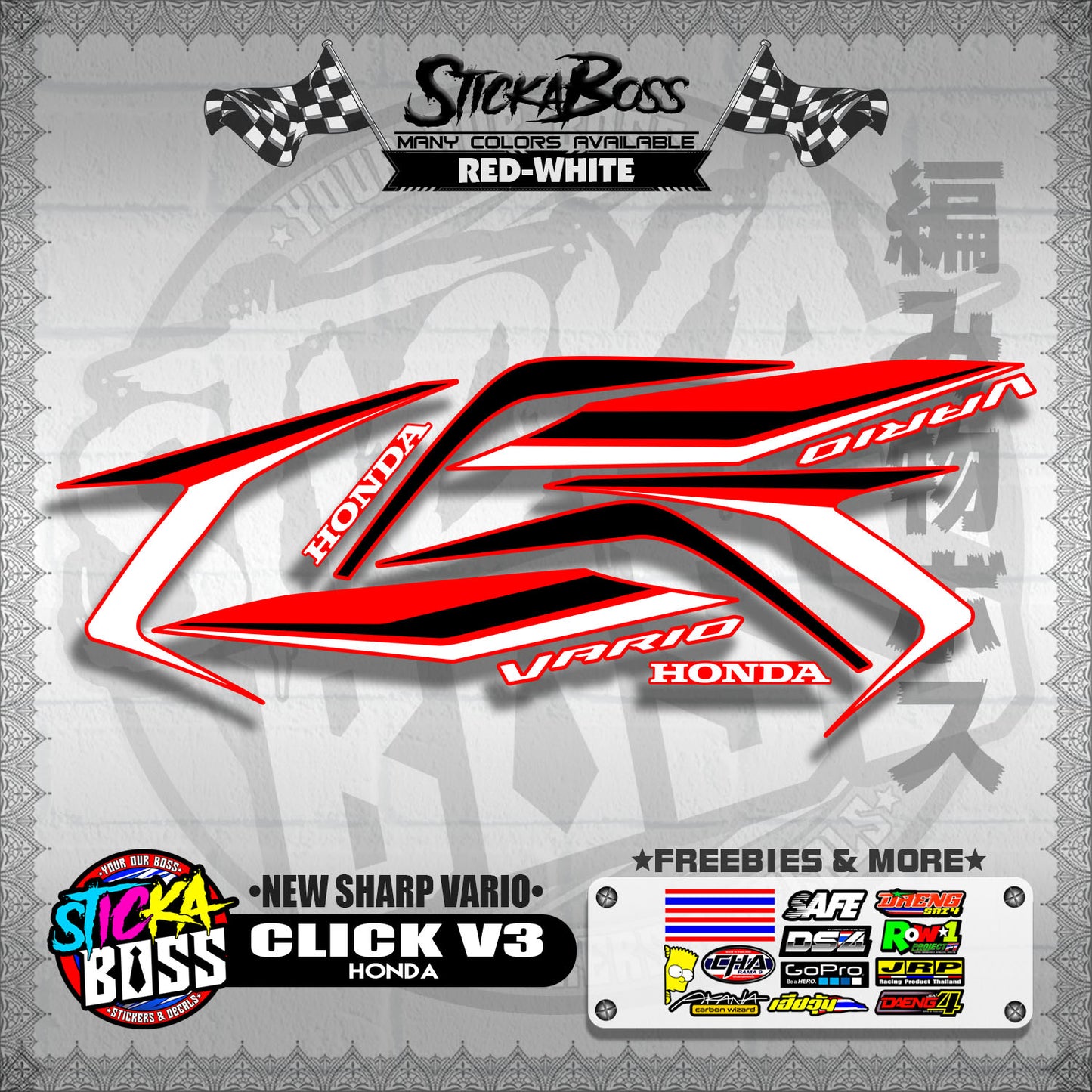 CLICK V3 DECALS ( NEW SHARP VARIO )【WITH FREEBIES】