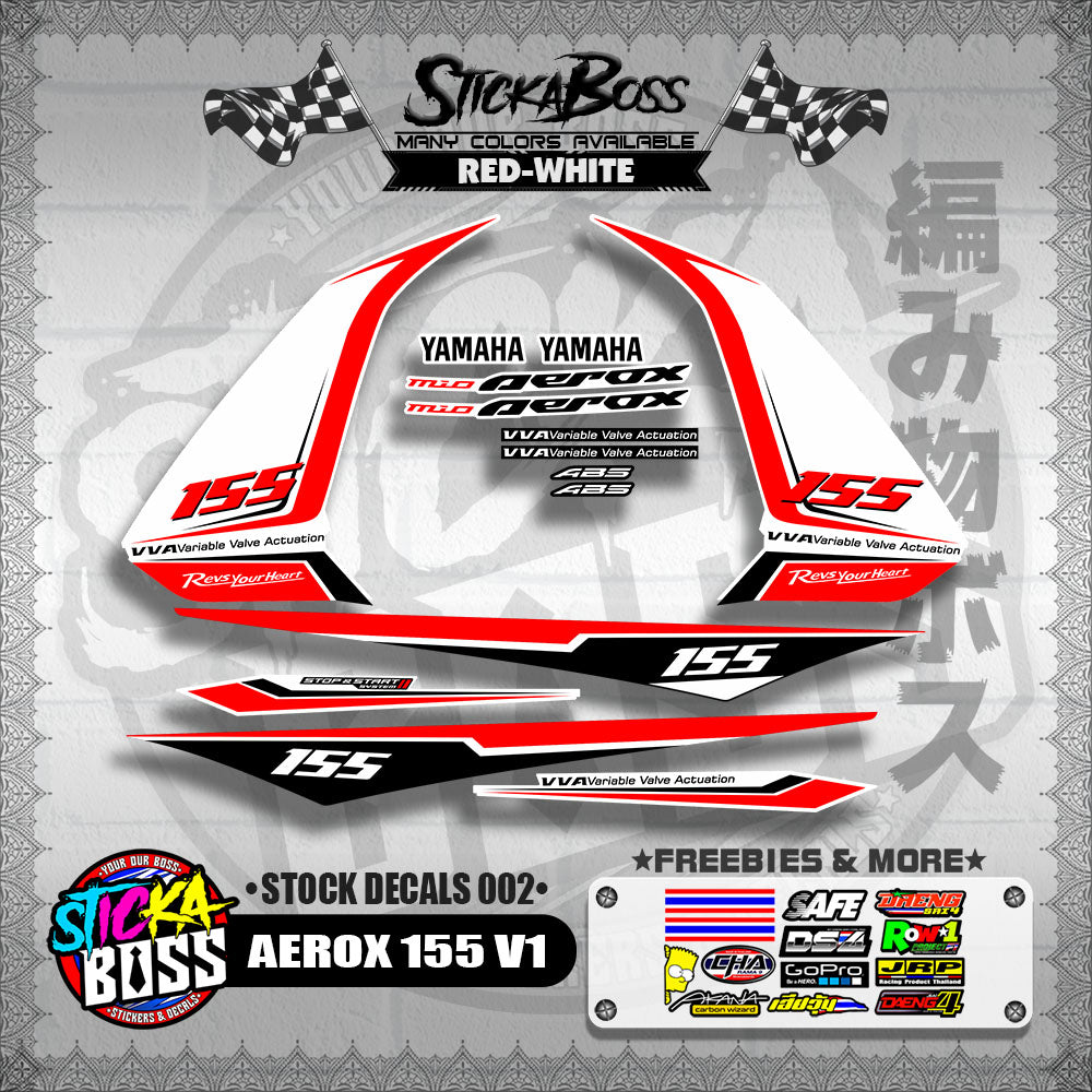 AEROX 155 V1 ( STOCK DECALS 002 )【WITH FREEBIES】