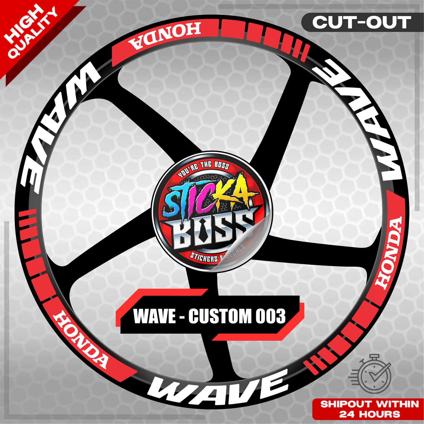 WAVE 110 / 125 MAG STICKER SET ( 2 MAGS ) - CUSTOM 003 | VINYL WATERPROOF CUT-OUT DECALS