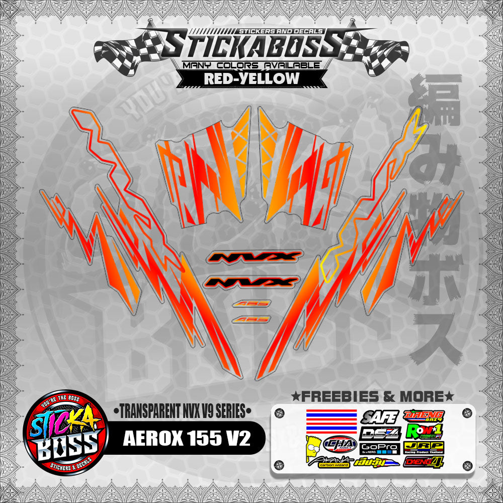 【PREMIUM UV PRINT】TRANSPARENT AEROX 155 V2 DECALS ( NVX V9 SERIES )【WITH FREEBIES】