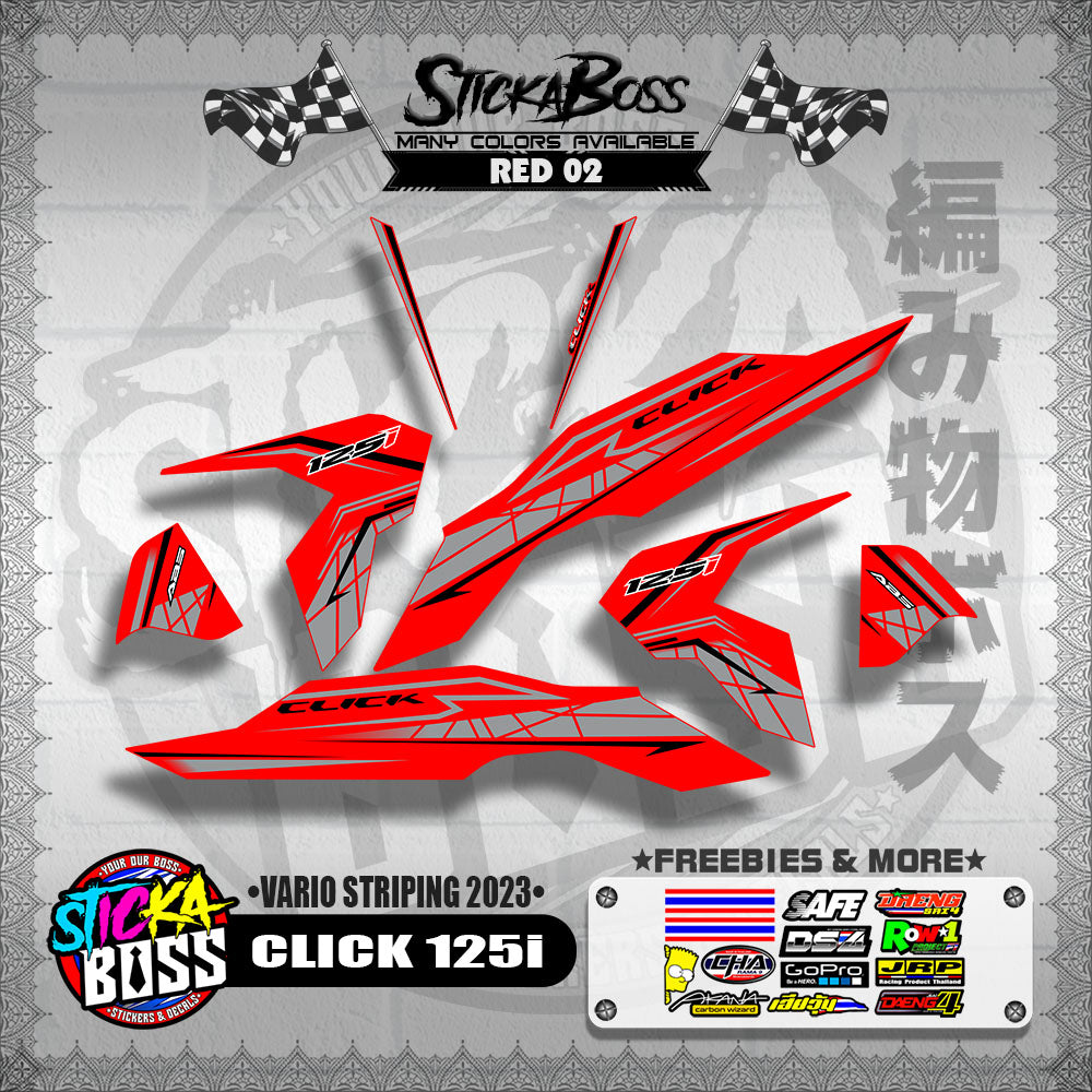 CLICK 125i V3 STOCK DECALS ( VARIO STRIPING 2023 )【WITH FREEBIES】