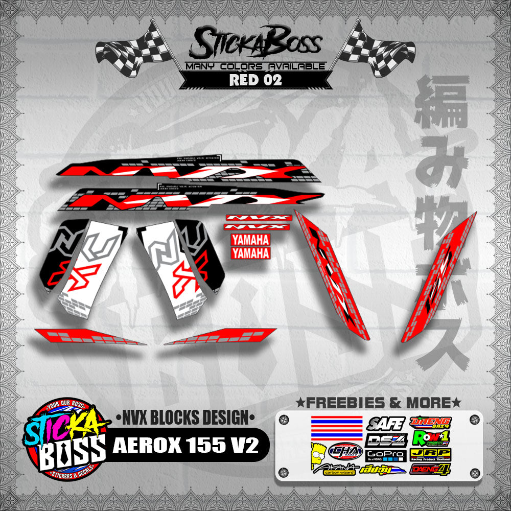 AEROX 155 V2 DECALS ( NVX BLOCKS DESIGN )【WITH FREEBIES】