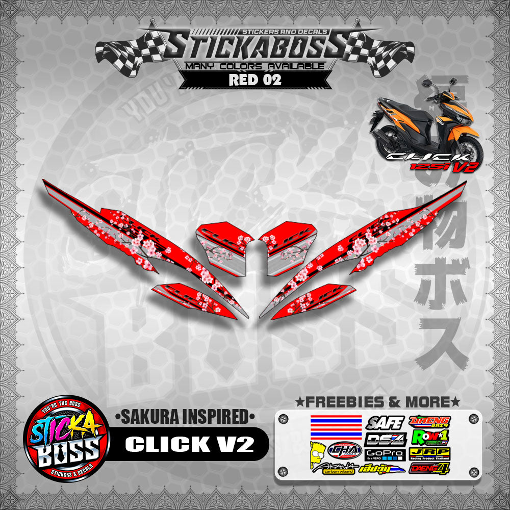 CLICK V2 STICKER DECALS ( SAKURA INSPIRED )【WITH FREEBIES】