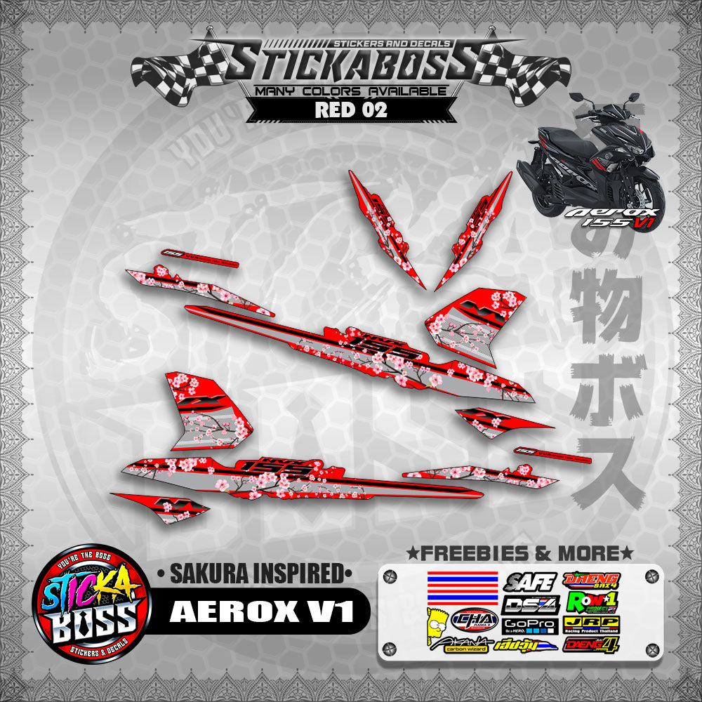AEROX V1 STICKER DECALS ( SAKURA INSPIRED )【WITH FREEBIES】