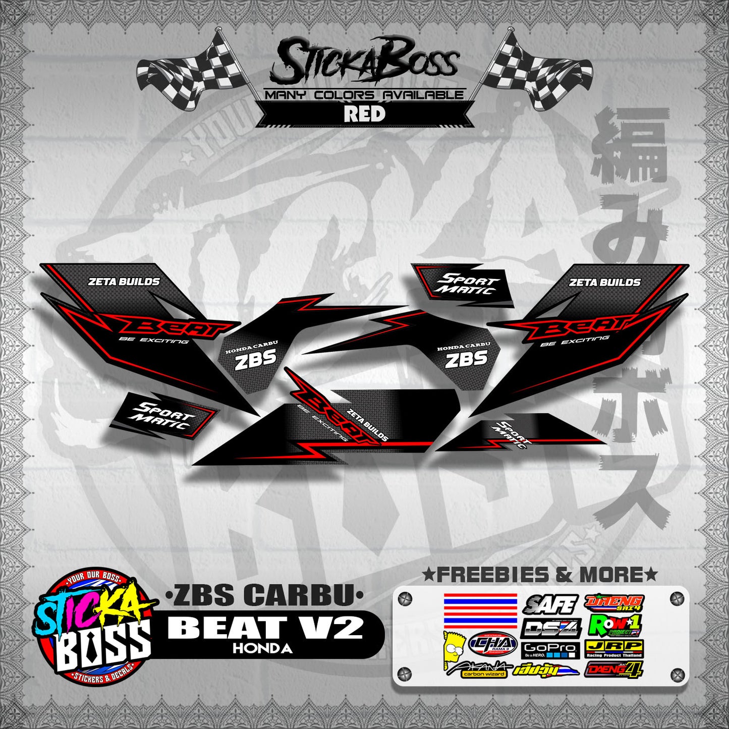 BEAT V2 DECALS ( ZBS CARBU )【WITH FREEBIES】