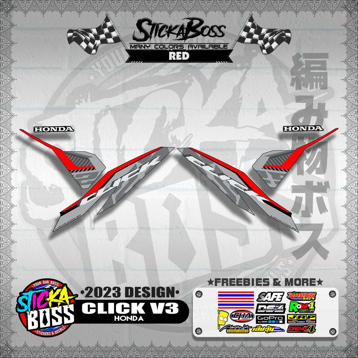 CLICK V3 DECALS ( 2023 DESIGN )【WITH FREEBIES】