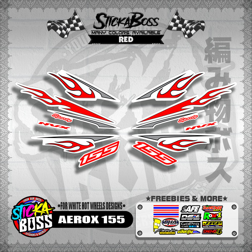 AEROX 155 DECALS ( FOR WHITE HOT WHEELS DESIGNS )【WITH FREEBIES】
