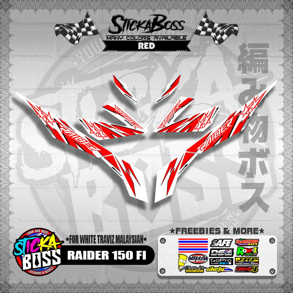 RAIDER 150 FI DECALS ( FOR WHITE TRAVIZ MALAYSIAN )【WITH FREEBIES】
