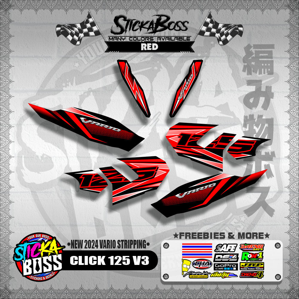 CLICK 125 V3 DECALS ( NEW 2024 VARIO STRIPPING )【WITH FREEBIES】