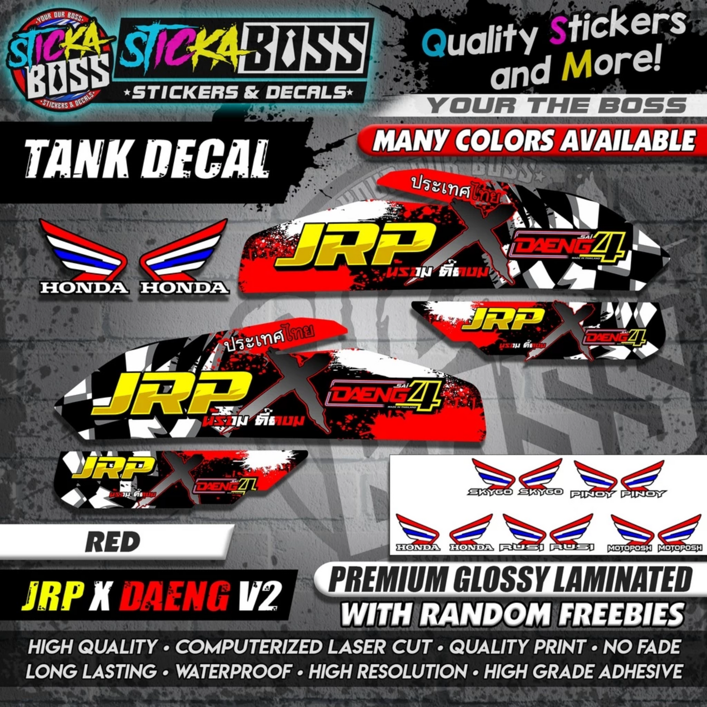 TMX / RUSI / PINOY / MOTOPOSH / SKYGO TANK DECALS STICKER ( JRP X DAENG V2 )【WITH FREEBIES】