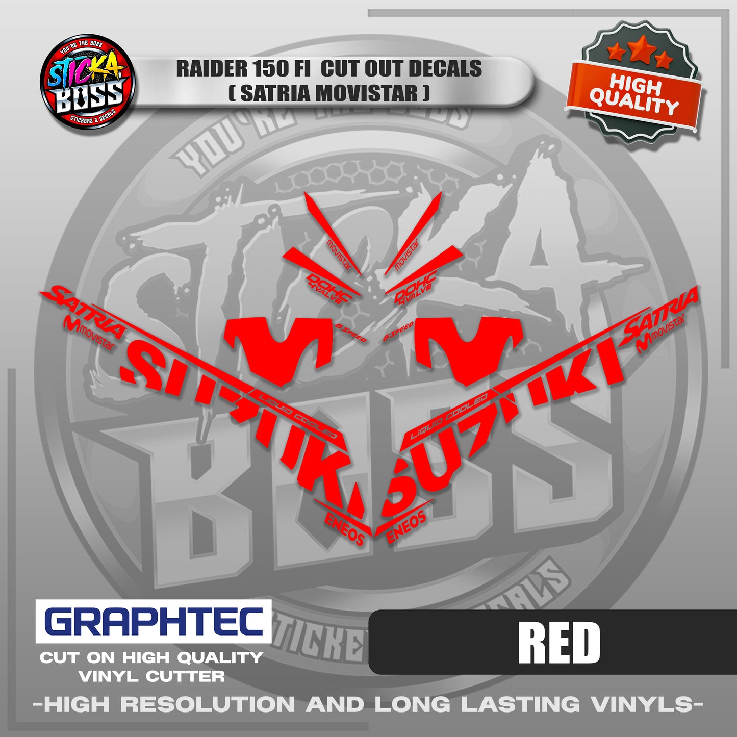 RAIDER 150 FI CUT OUT DECALS ( SATRIA MOVISTAR ) | VINYL WATERPROOF CUT-OUT STICKER DECALS