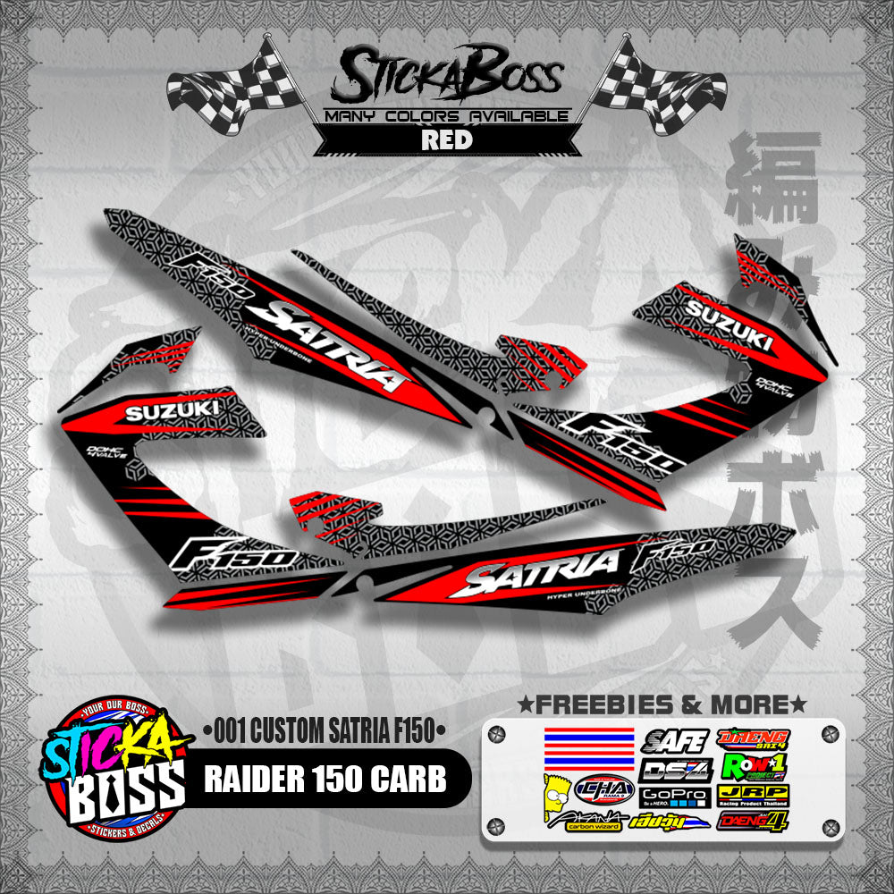 RAIDER 150 CARB DECALS ( 001 CUSTOM SATRIA F150 )【WITH FREEBIES】