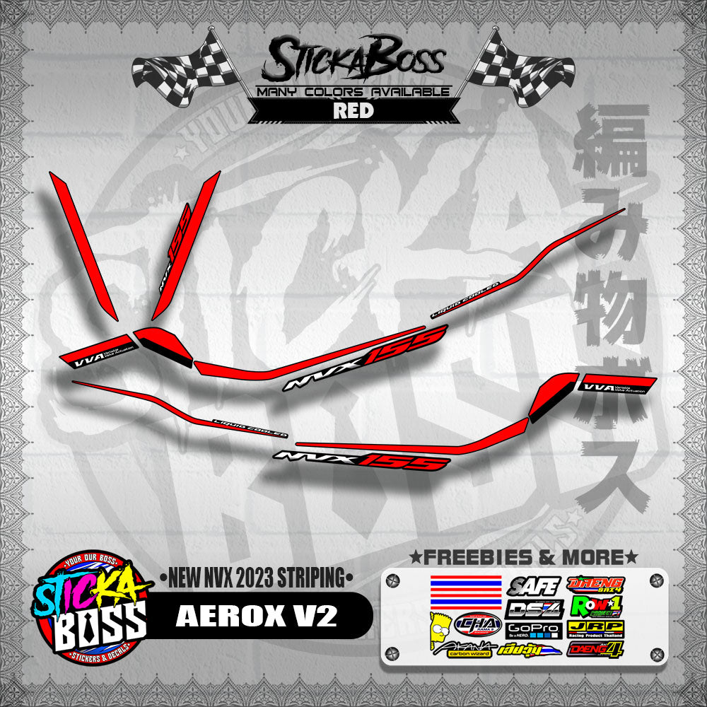 AEROX V2 MALAYSIAN DECALS ( NEW NVX 2023 STRIPING )【WITH FREEBIES】